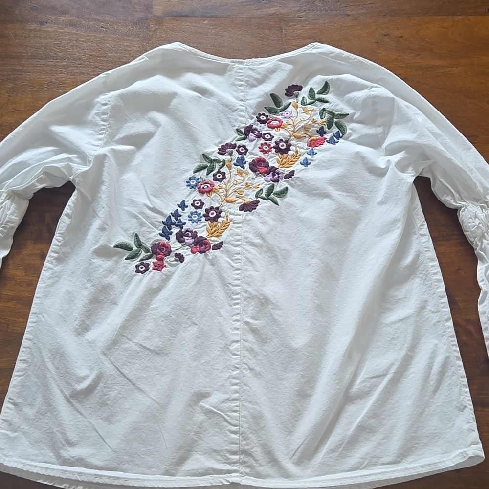 Velvet Heart 100% Cotton White Bell Sleeve Embroidered Boho Top Size Small - Picture 11 of 11